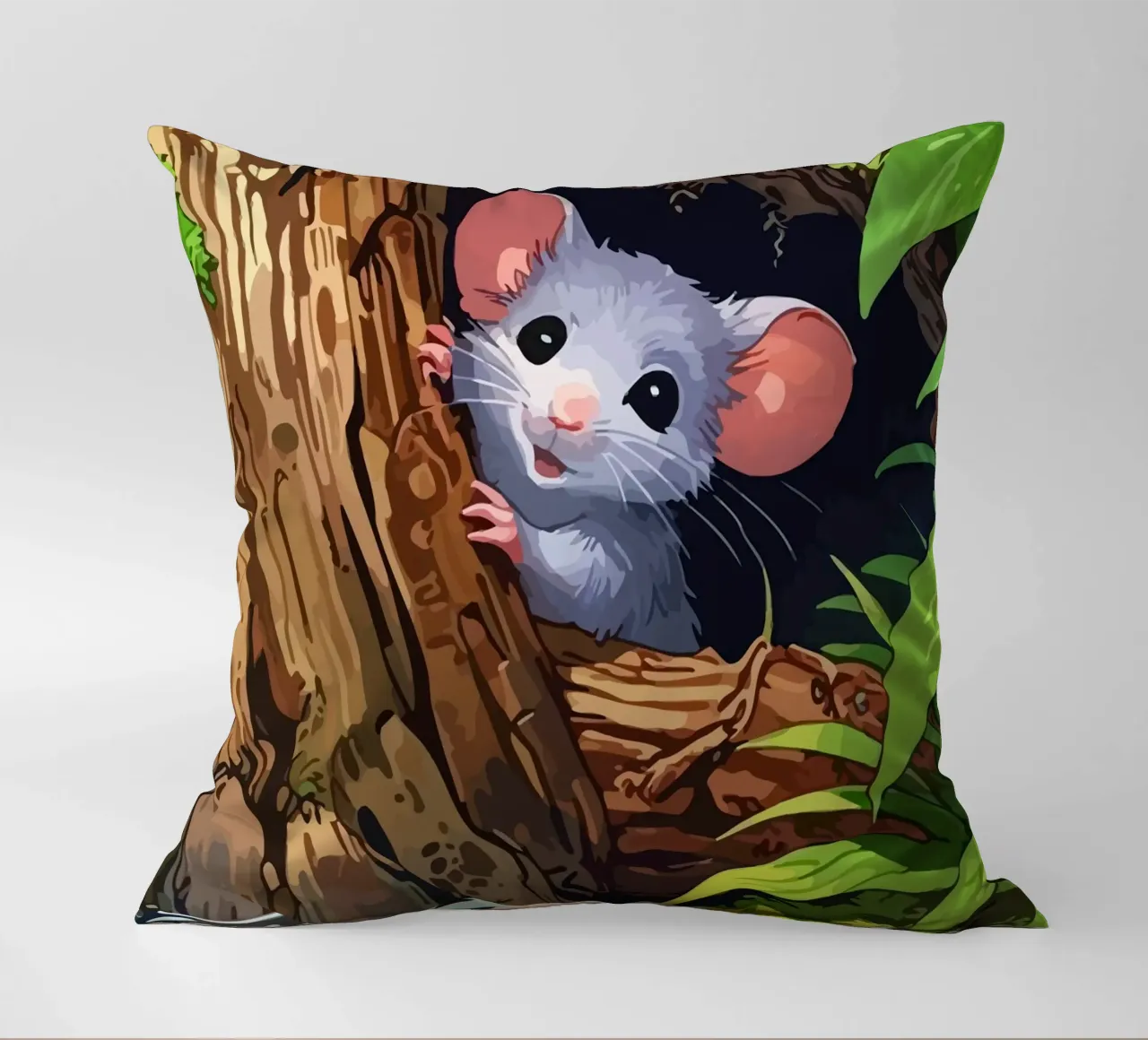mouse behind the tree cuscino da Dumery Art