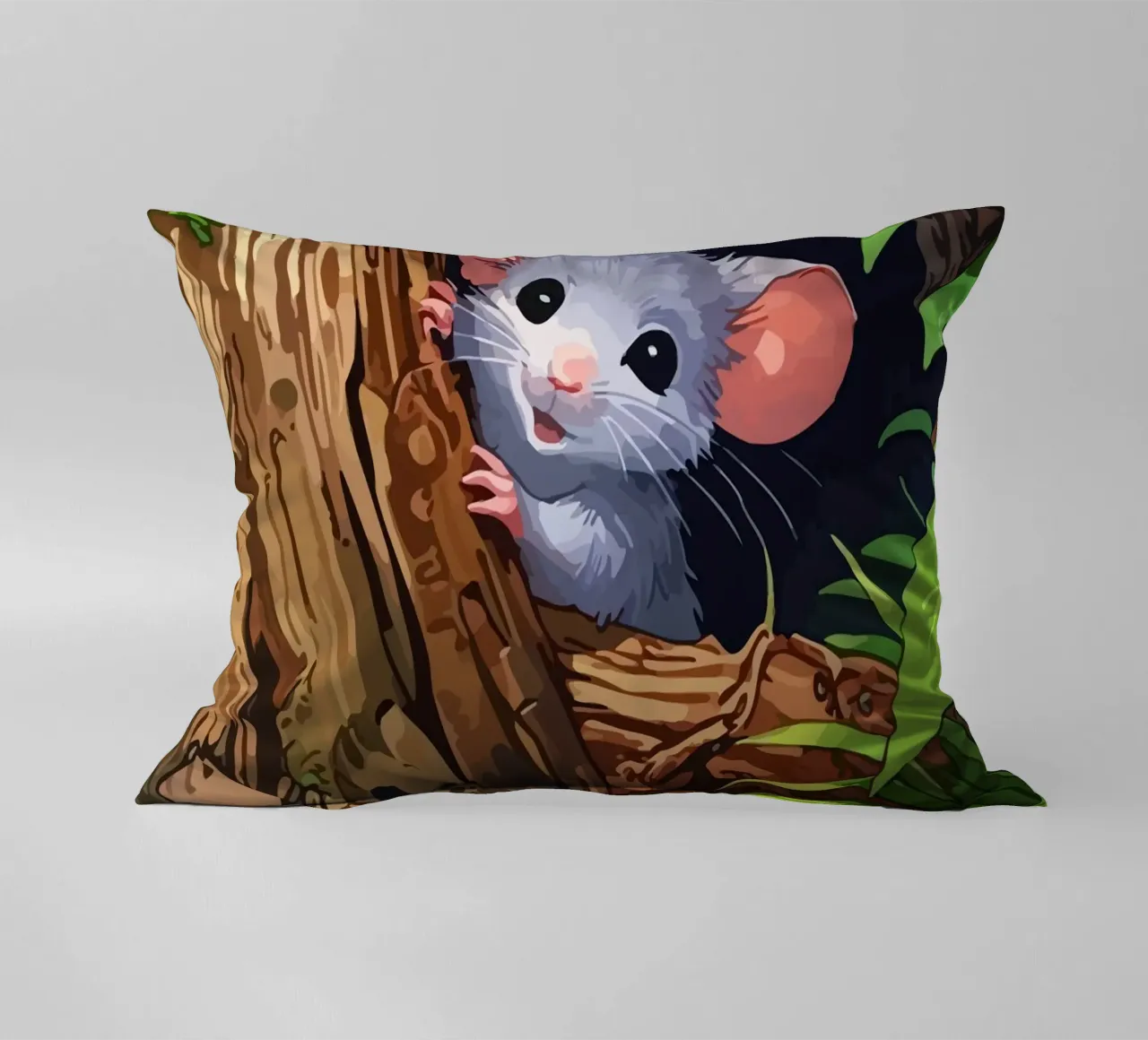 mouse behind the tree cuscino da Dumery Art