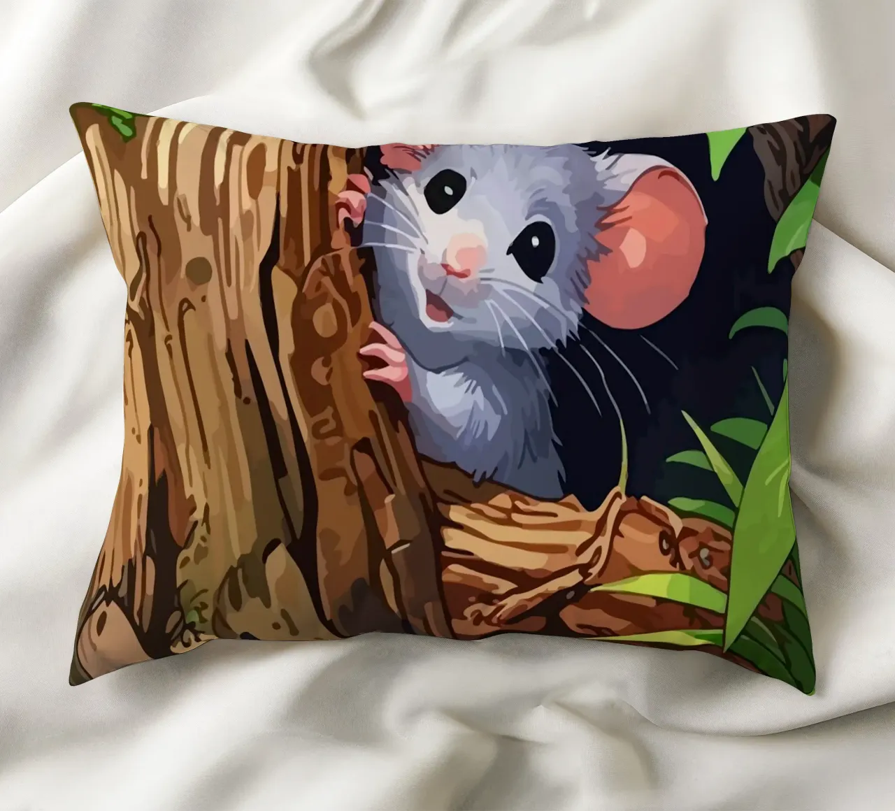 mouse behind the tree cuscino da Dumery Art