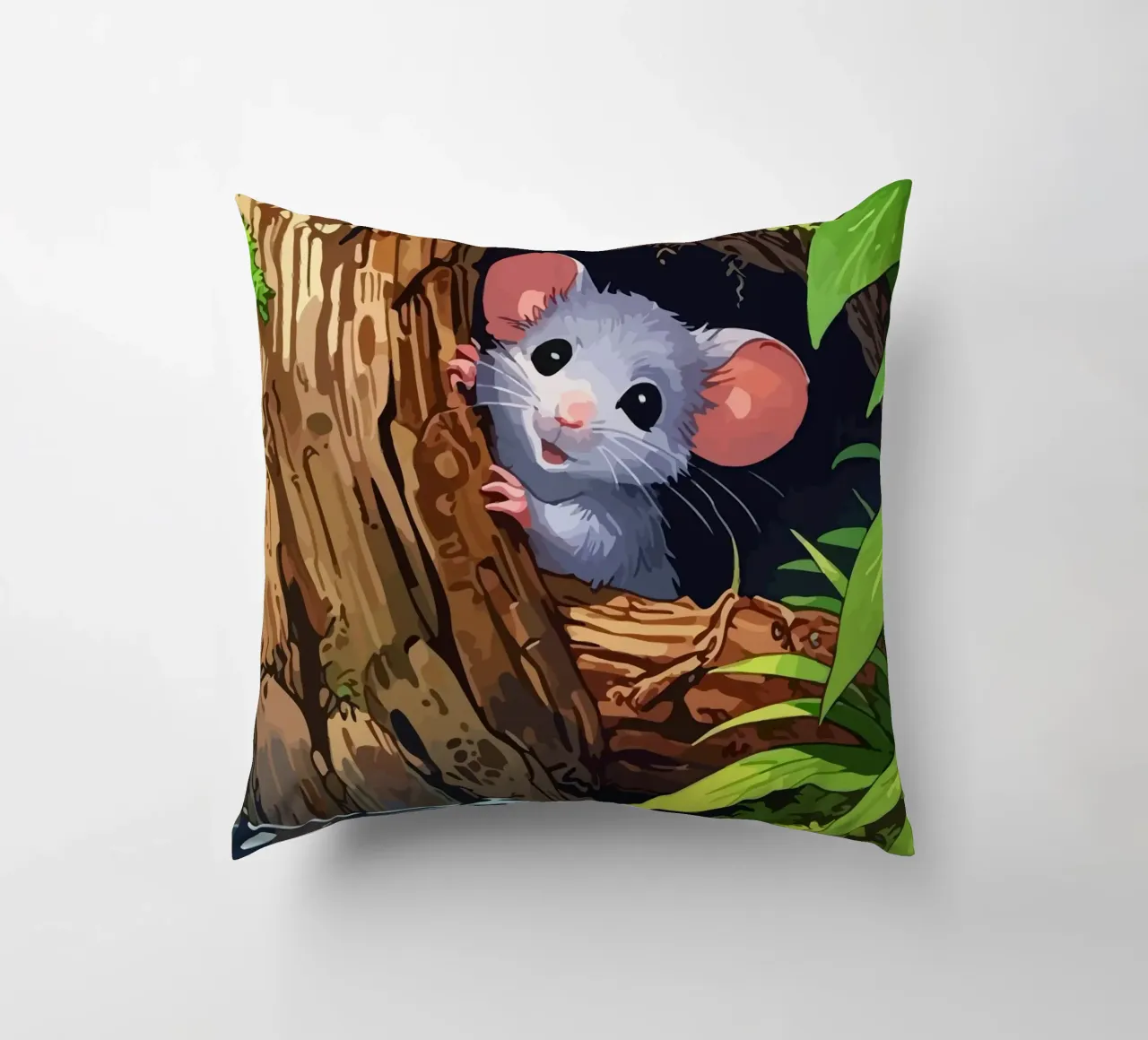 mouse behind the tree cuscino da Dumery Art