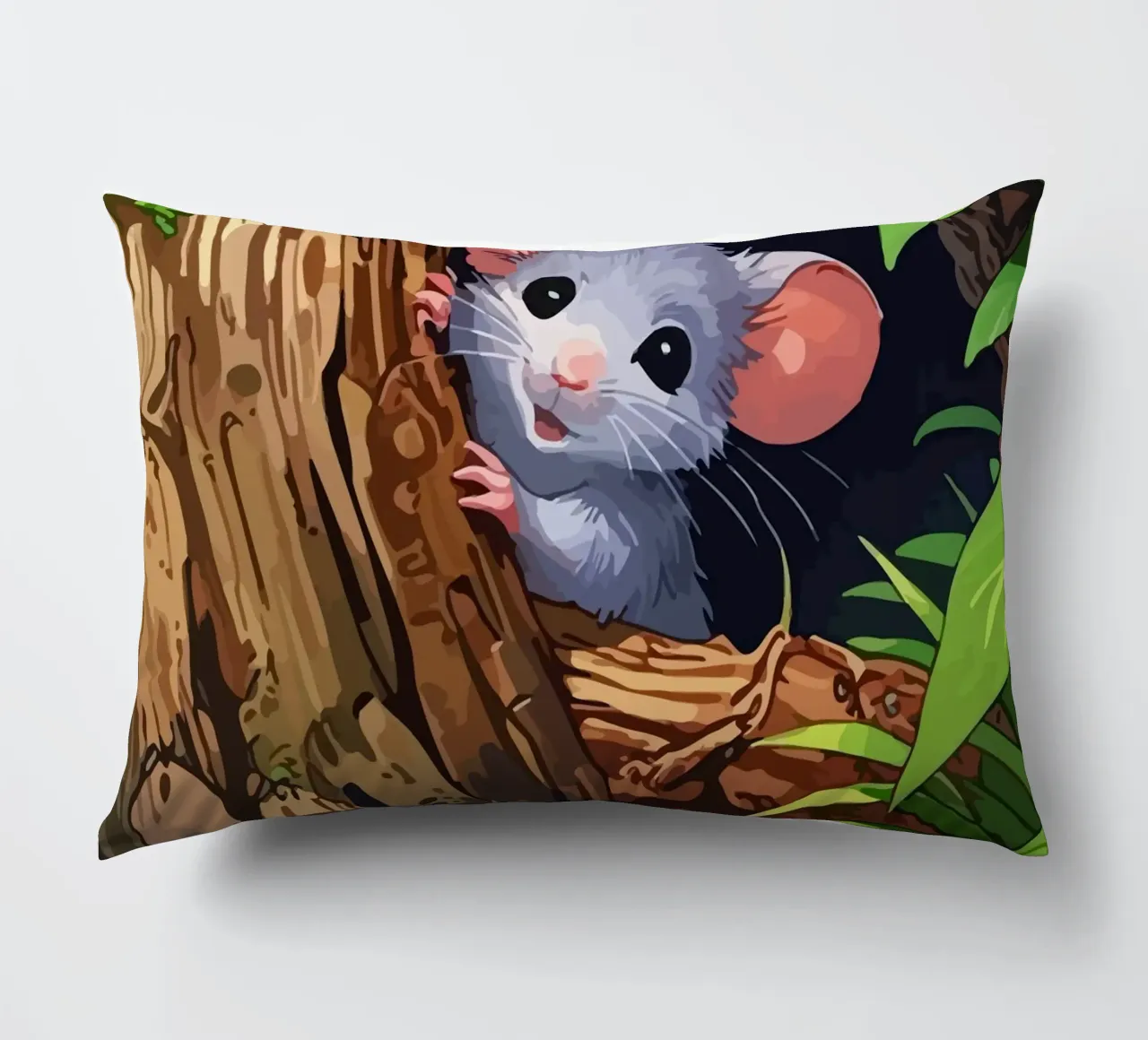 mouse behind the tree cuscino da Dumery Art
