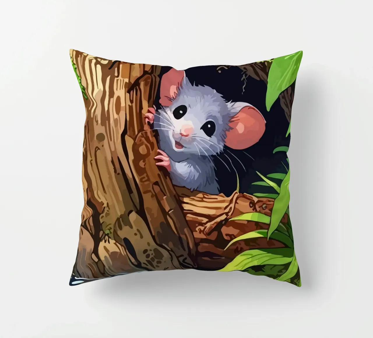 mouse behind the tree cuscino da Dumery Art
