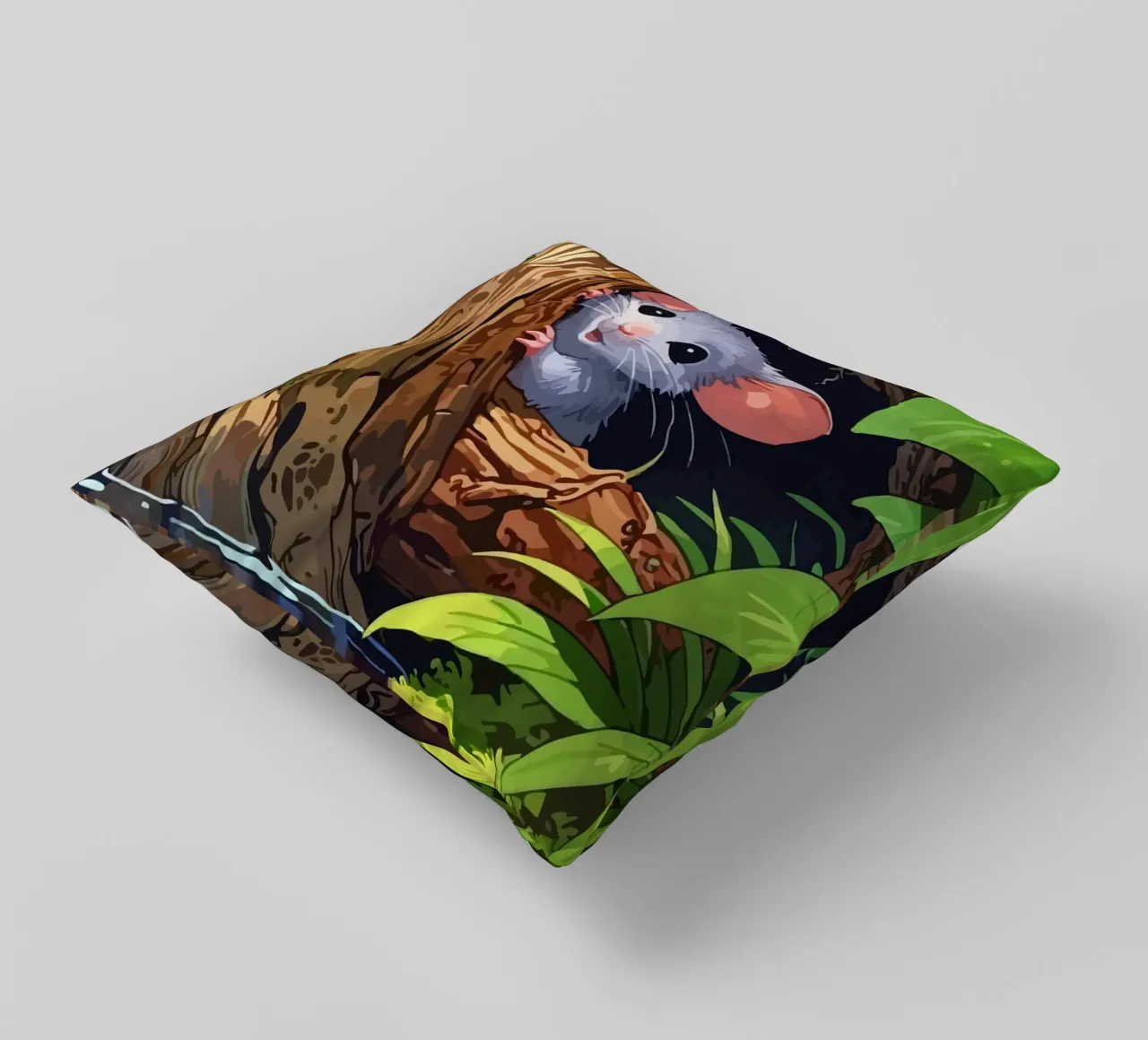 mouse behind the tree cuscino da Dumery Art
