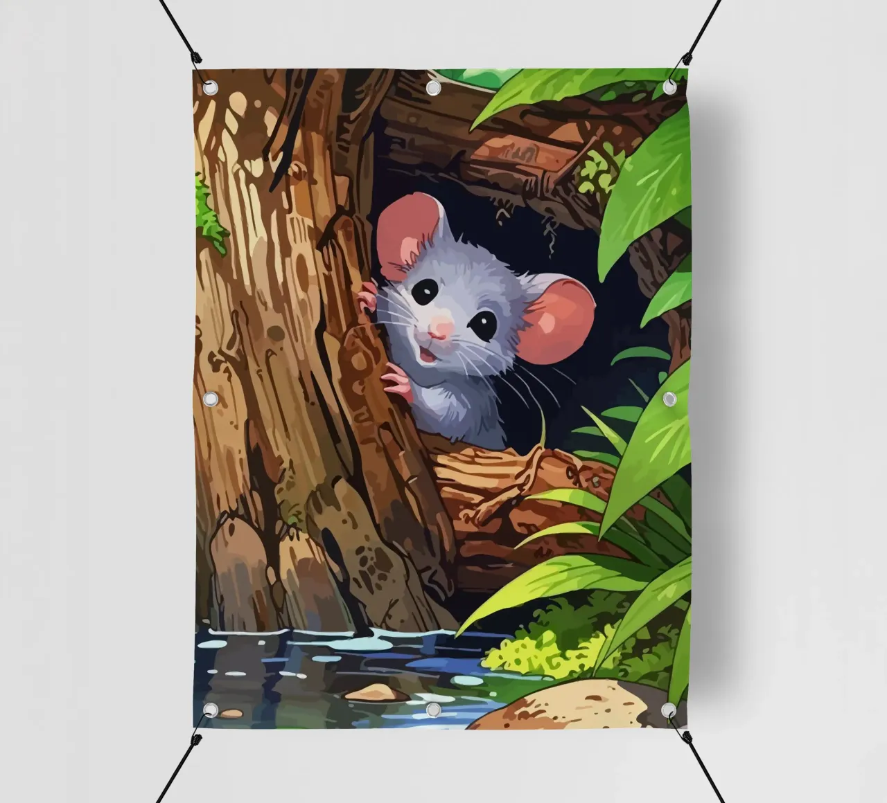 mouse behind the tree telo in pvc da Dumery Art