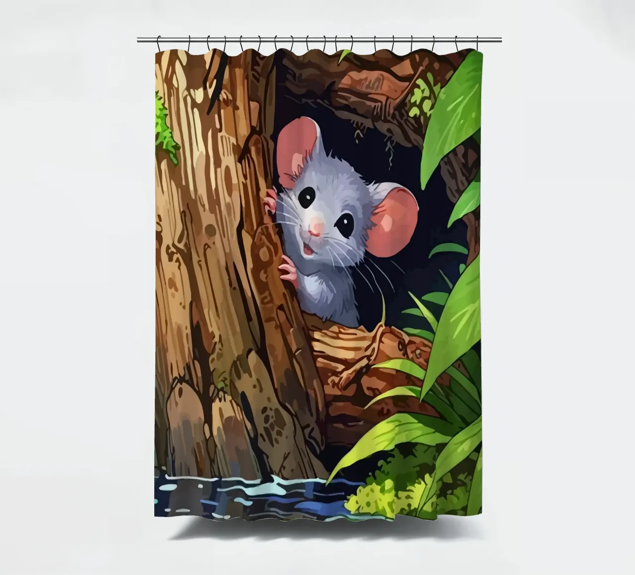 mouse behind the tree tenda da doccia da Dumery Art