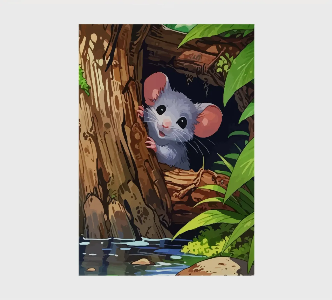 mouse behind the tree notebook by Dumery Art