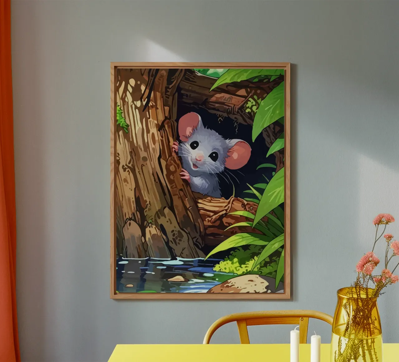 mouse behind the tree alluminio dibond da Dumery Art