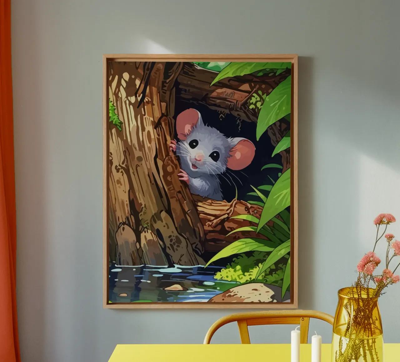 mouse behind the tree tela con Cornice a cassetta da Dumery Art