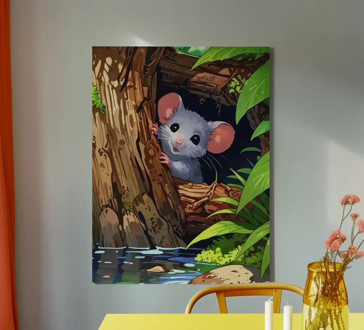 mouse behind the tree tela con Cornice a cassetta da Dumery Art
