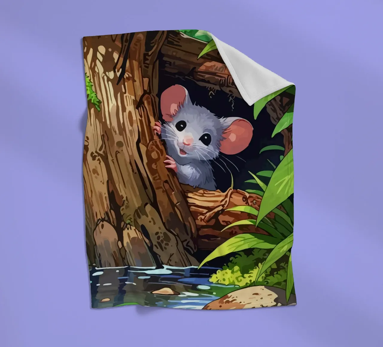 mouse behind the tree coperta in pile da Dumery Art