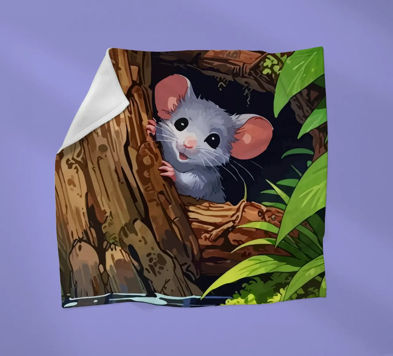 mouse behind the tree coperta in pile da Dumery Art