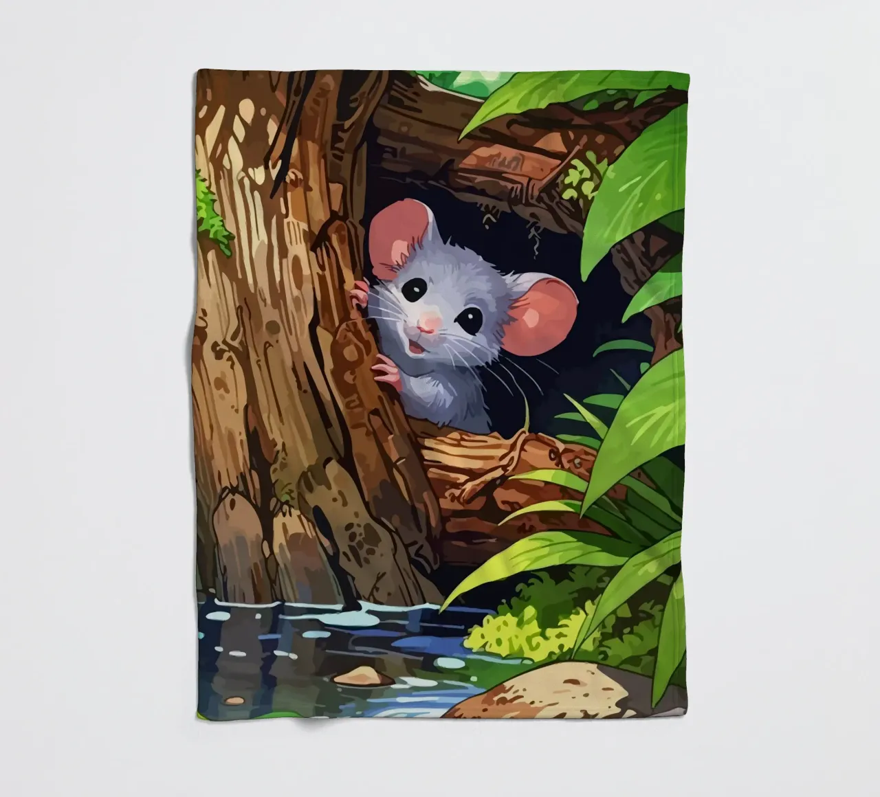 mouse behind the tree coperta in pile da Dumery Art