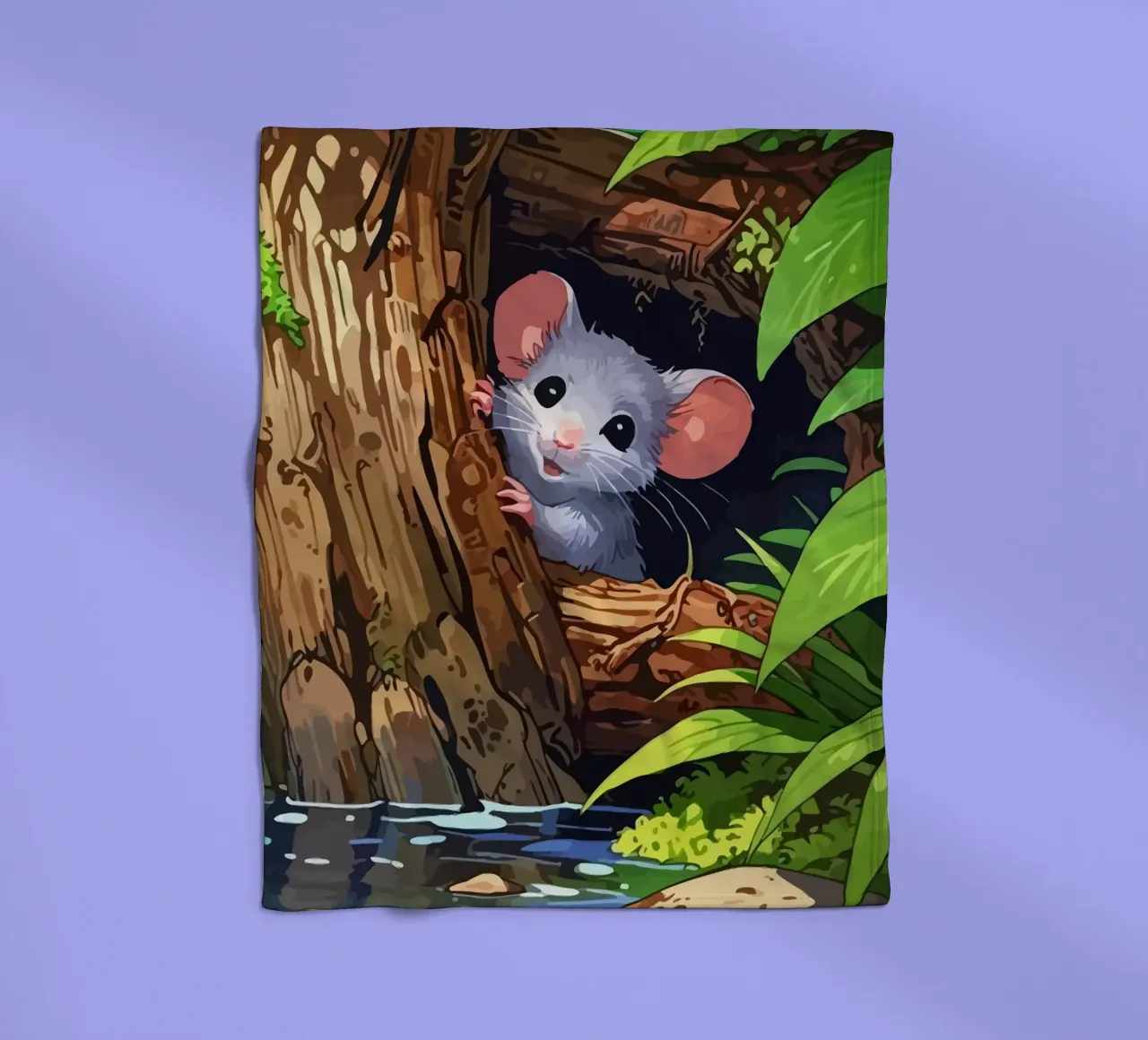 mouse behind the tree coperta in pile da Dumery Art