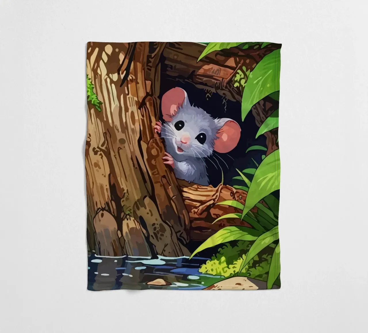 mouse behind the tree coperta in pile da Dumery Art