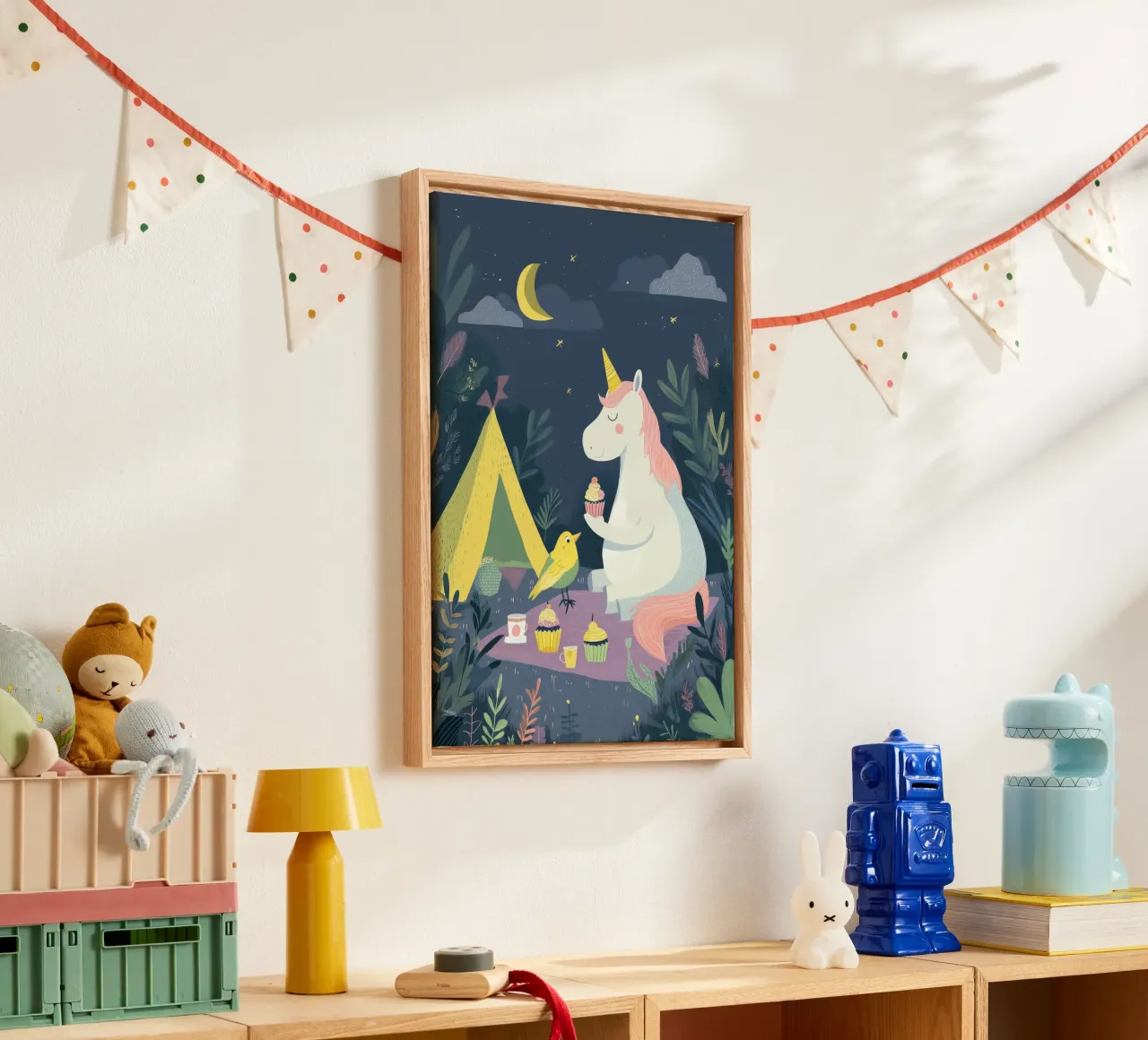 Unicorn Picnic 2 tela con Cornice a cassetta da Kiara