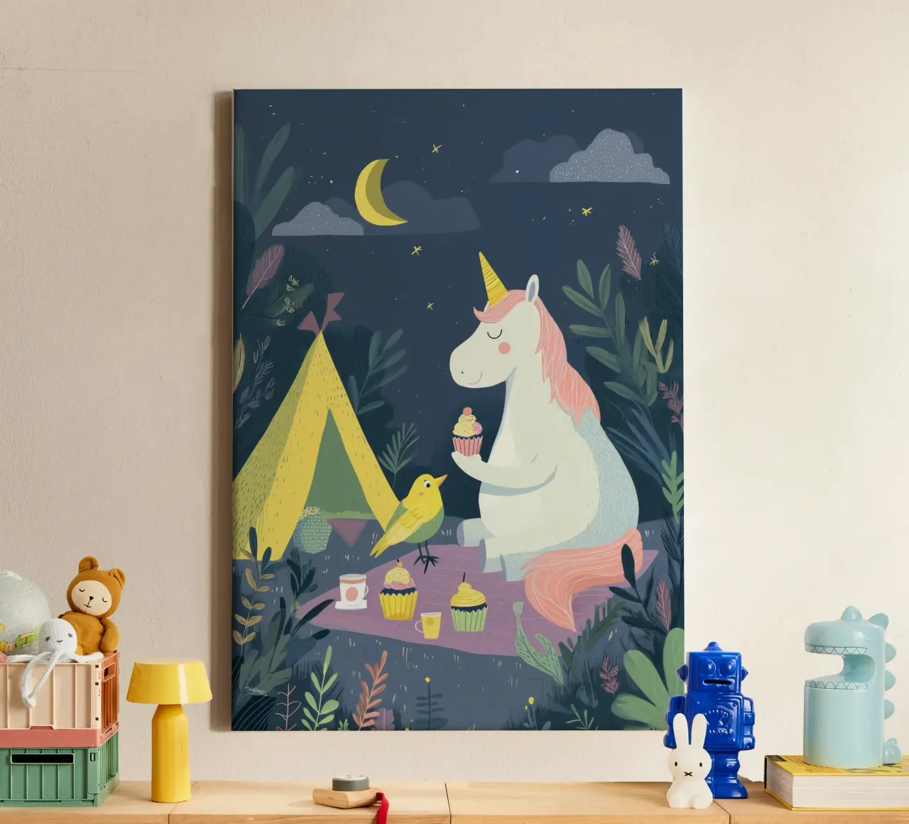 Unicorn Picnic 2 tela con Cornice a cassetta da Kiara