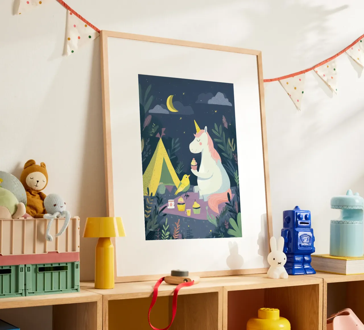 Unicorn Picnic 2 poster con telaio in alluminio da Kiara