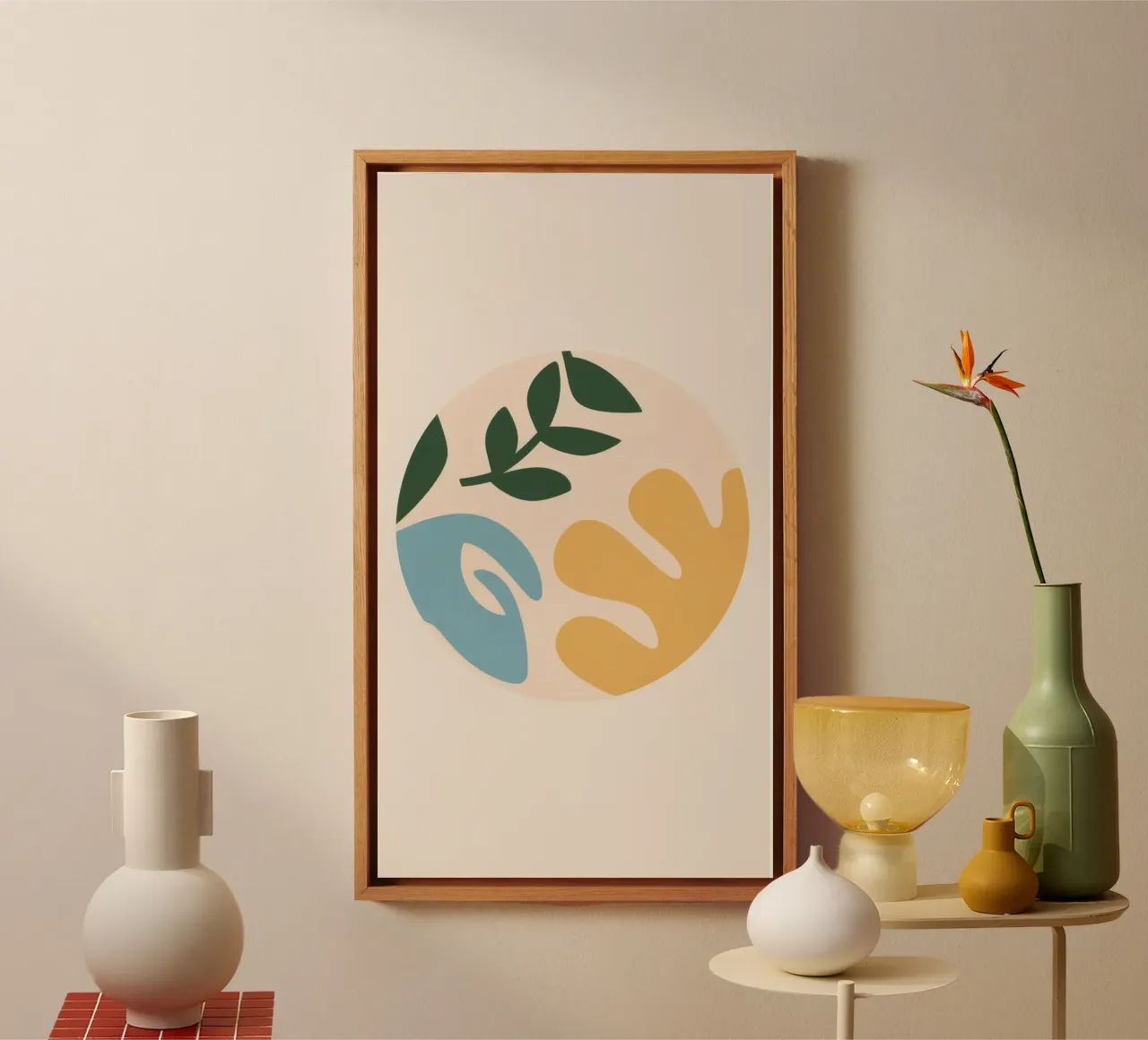 Minimalist Leaf Forms canvas with Floater frame by Astra Mist