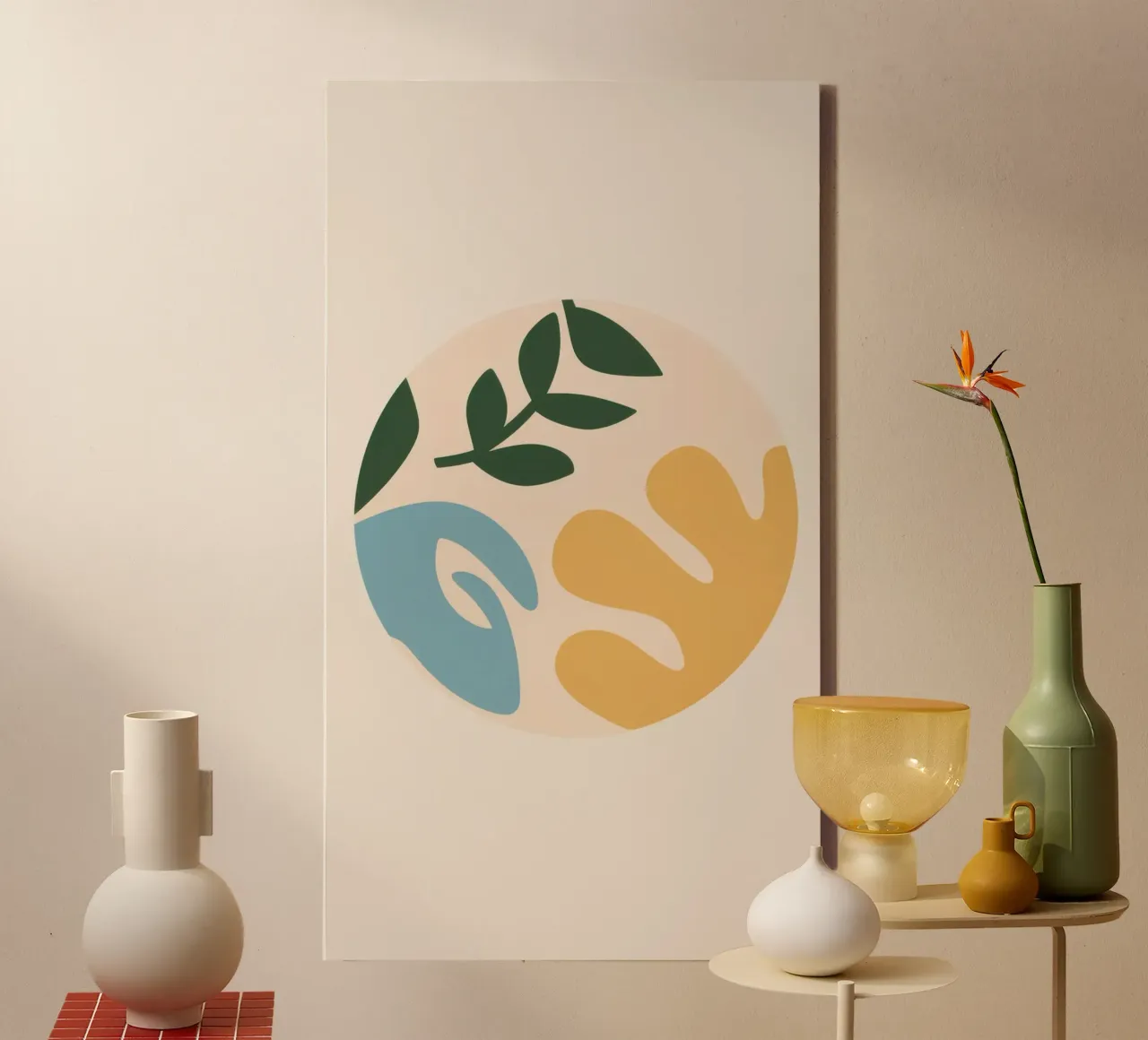 Minimalist Leaf Forms canvas with Floater frame by Astra Mist