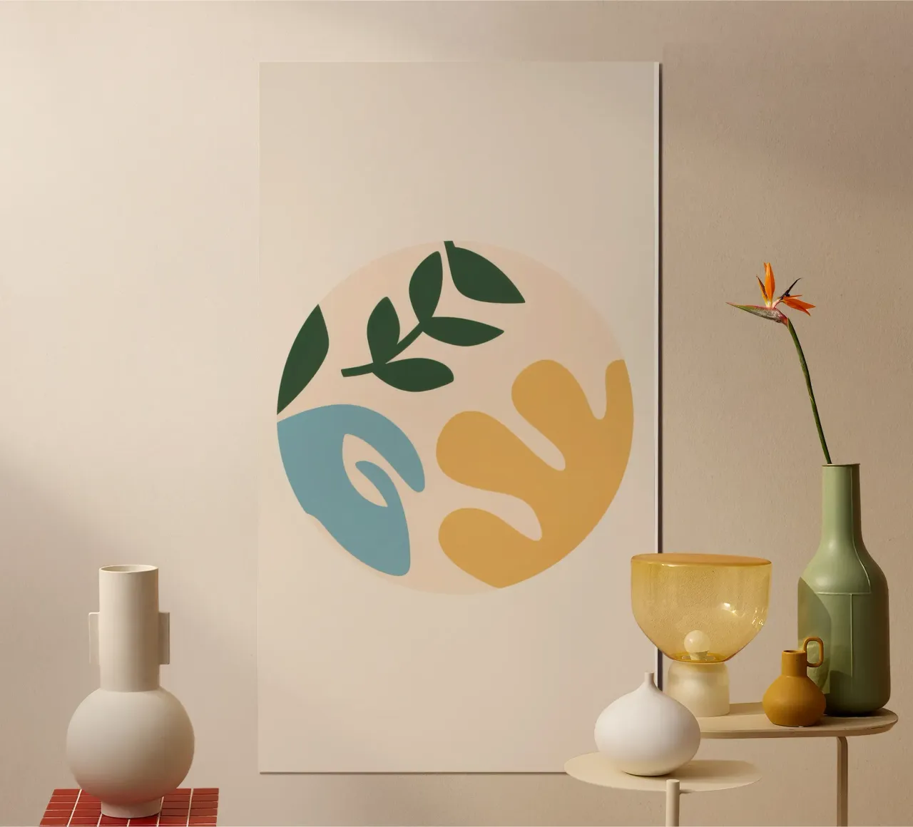 Forme di foglie minimaliste poster con telaio in alluminio da Astra Mist