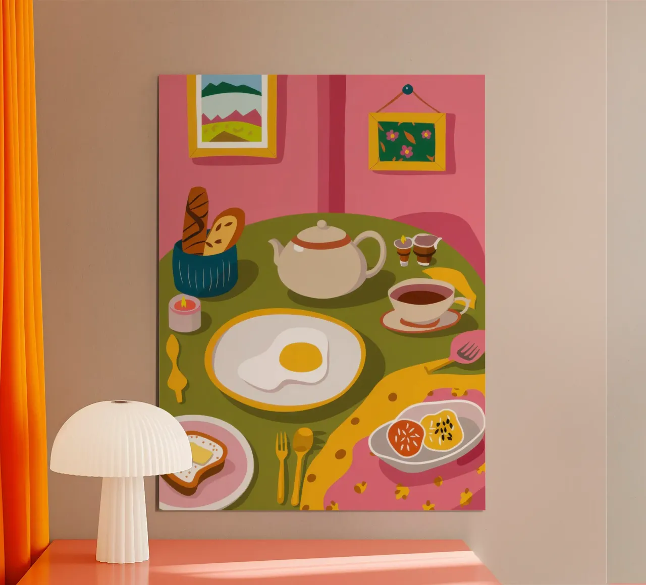 Accogliente colazione a letto poster con telaio in legno da Astra Mist
