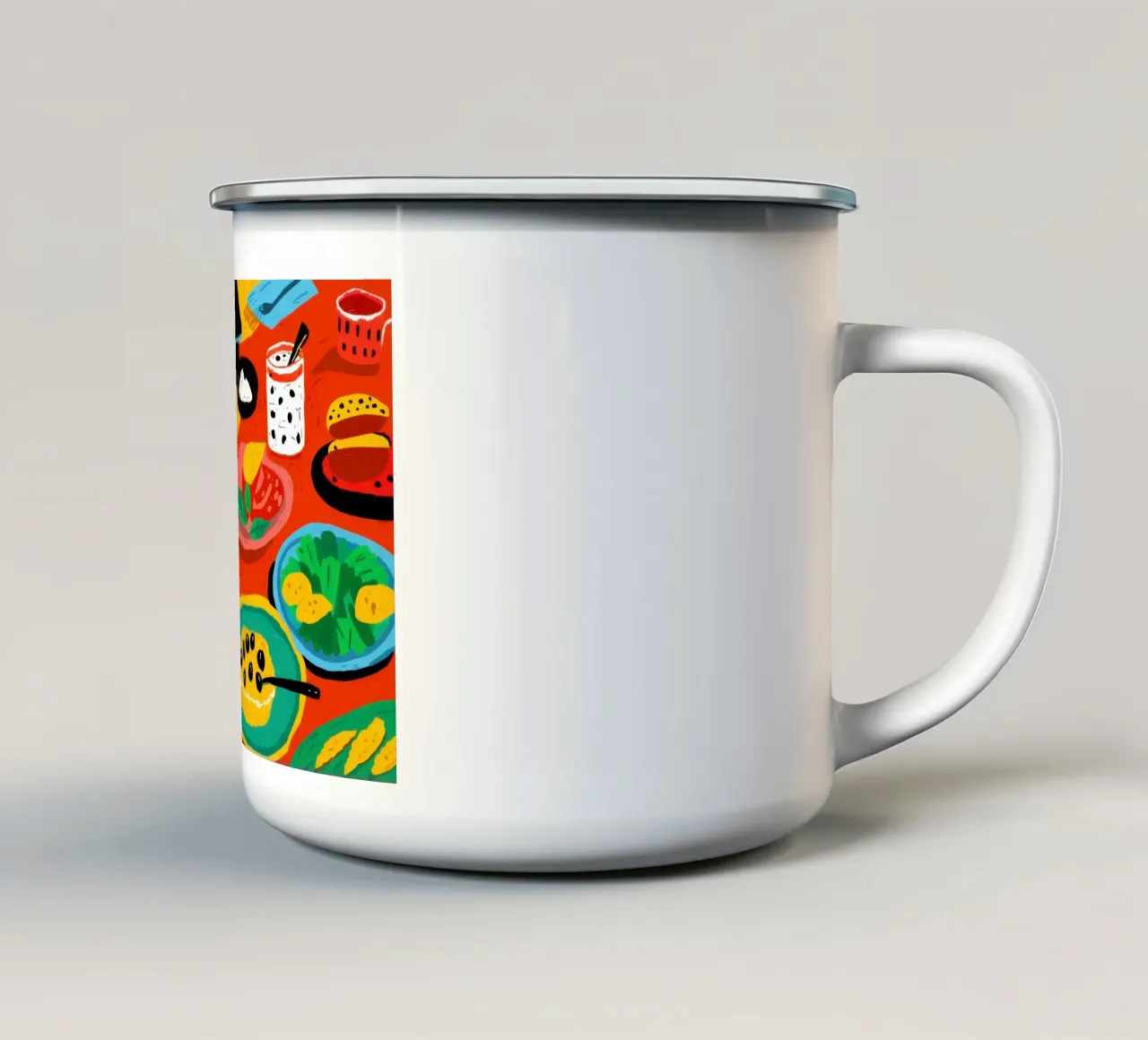 Diffusione di cibo per le feste tazza in smalto da Lyra Glaze