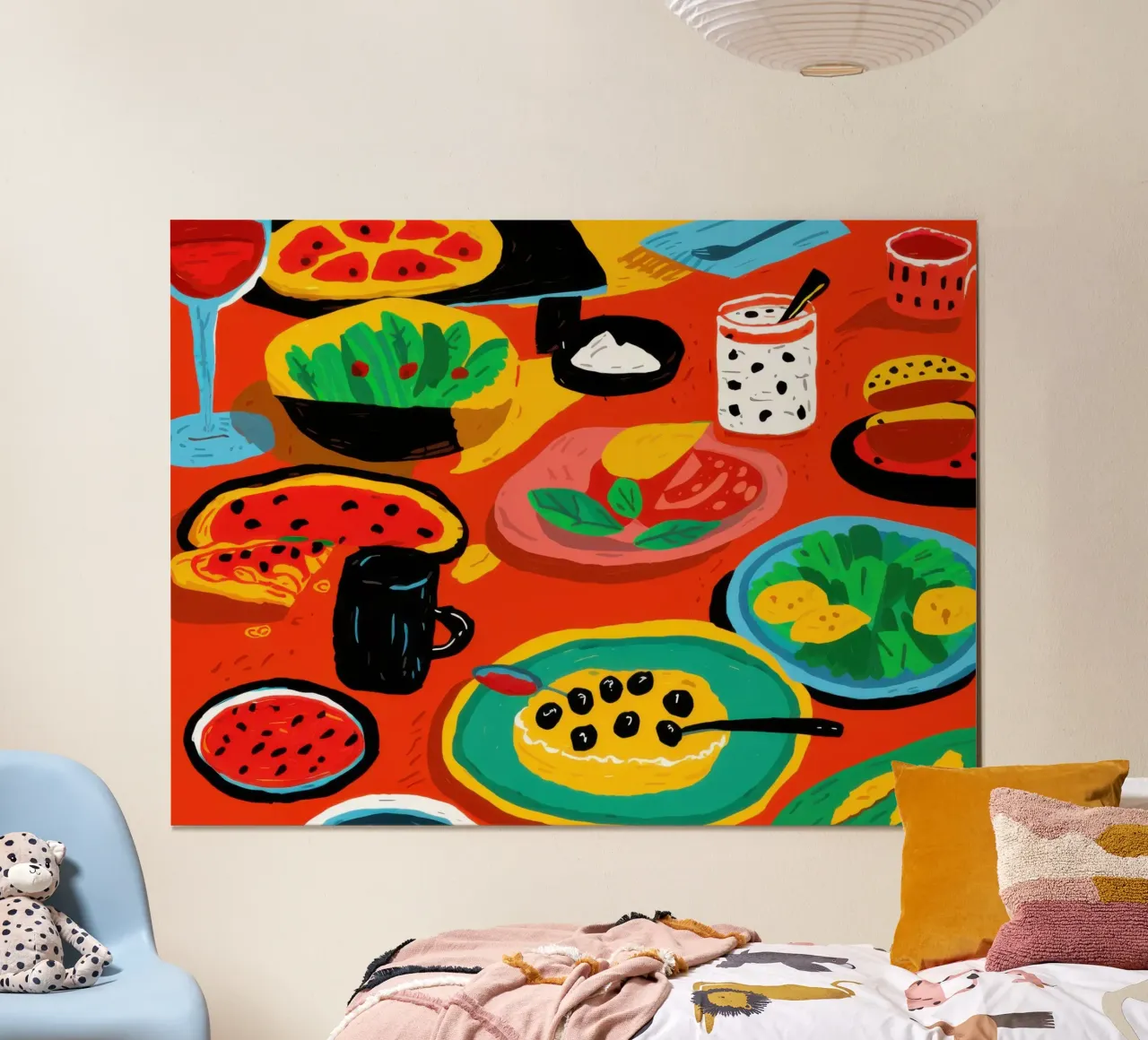 Diffusione di cibo per le feste poster con telaio in plastica da Lyra Glaze