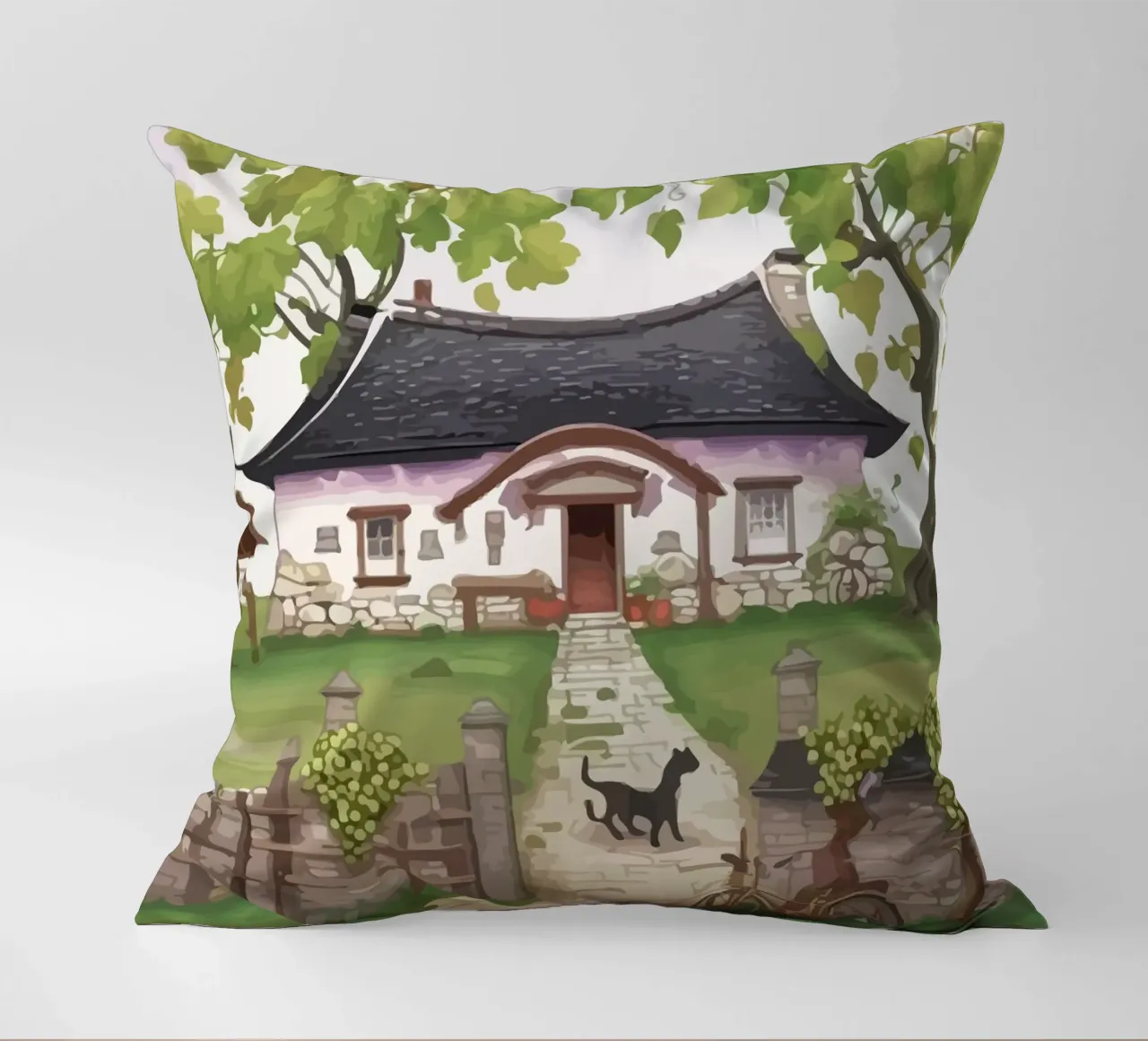 guard dog in front of the house cuscino da Dumery Art