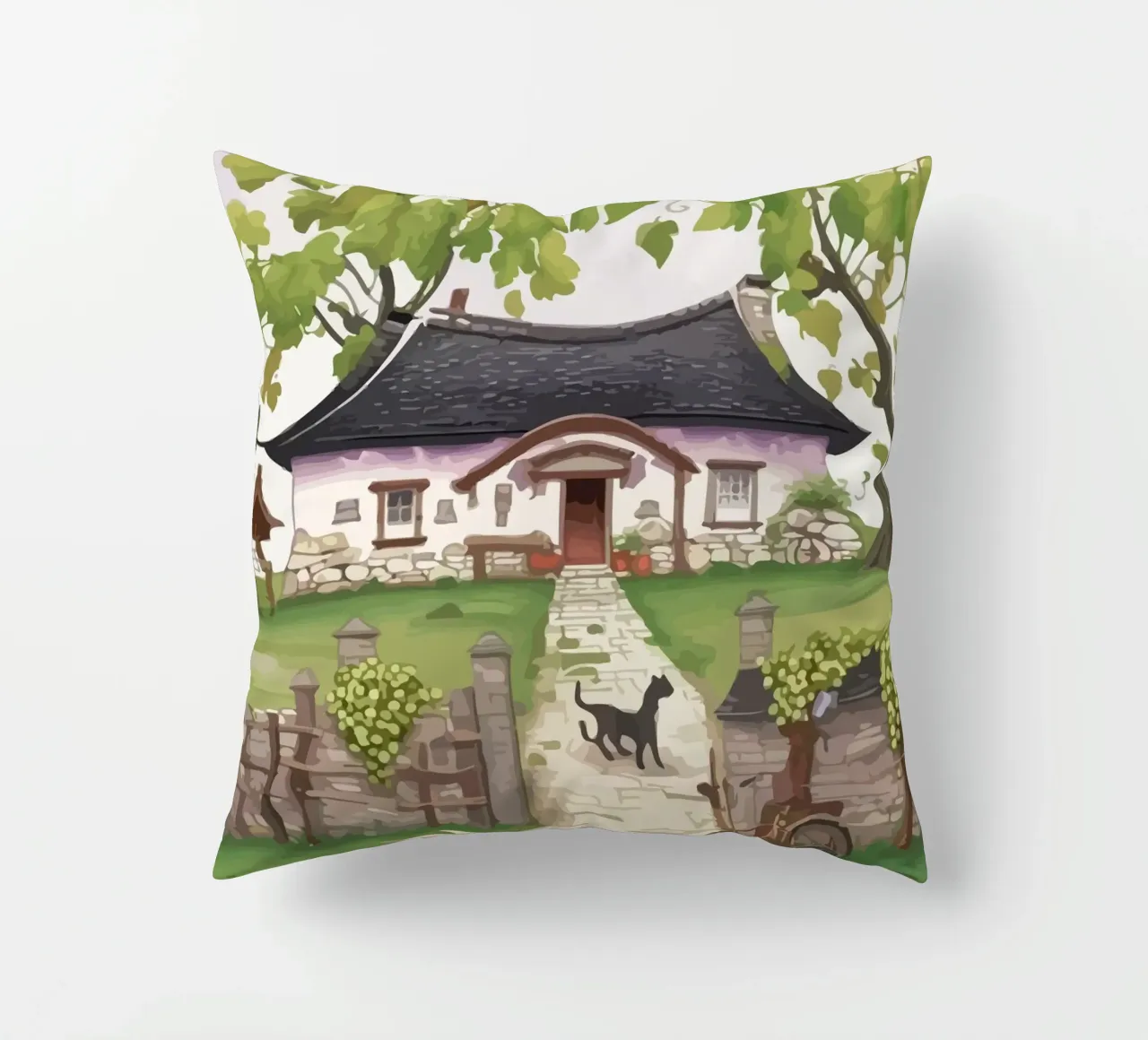 guard dog in front of the house cuscino da Dumery Art