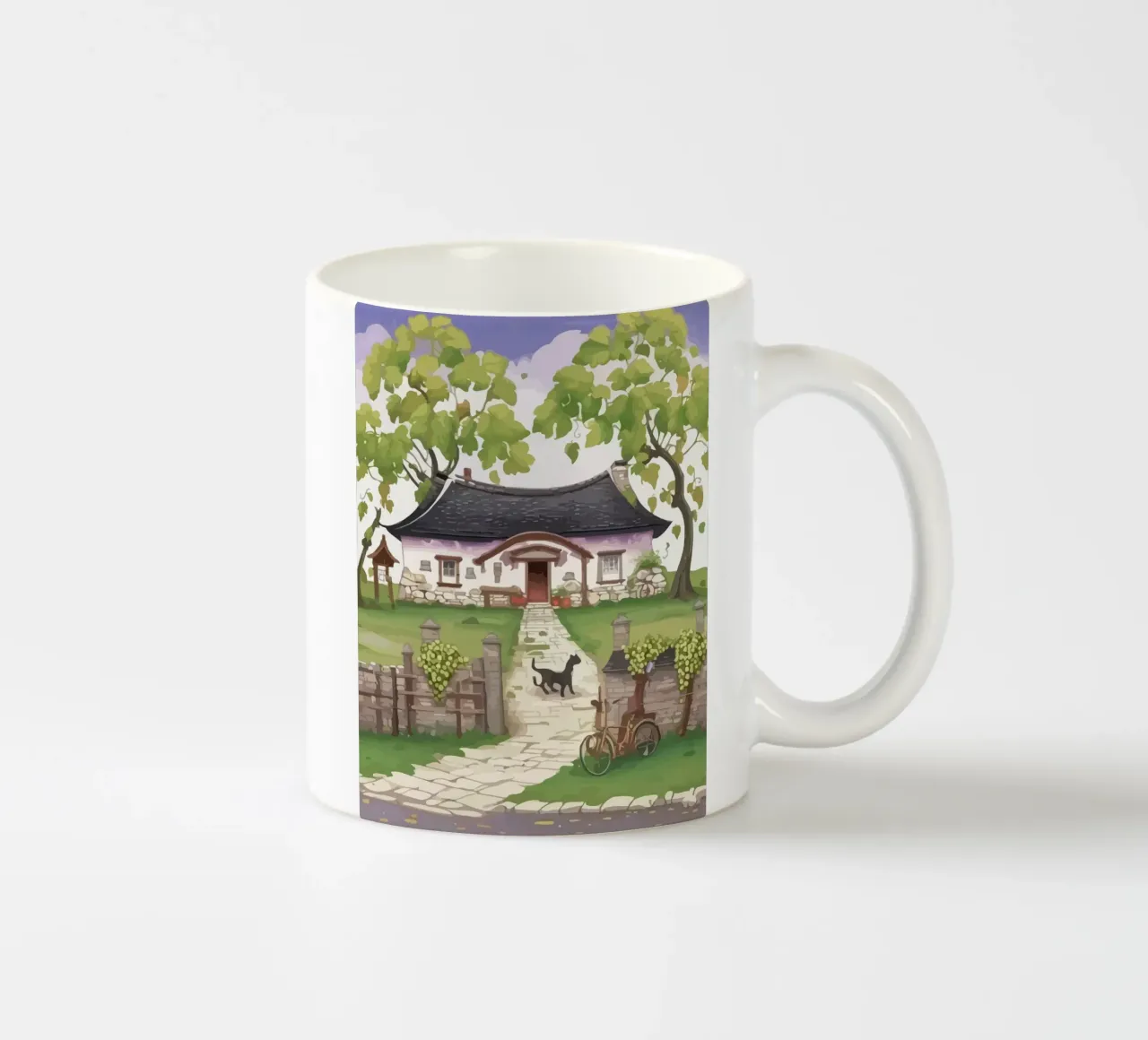 guard dog in front of the house tazza in ceramica da Dumery Art
