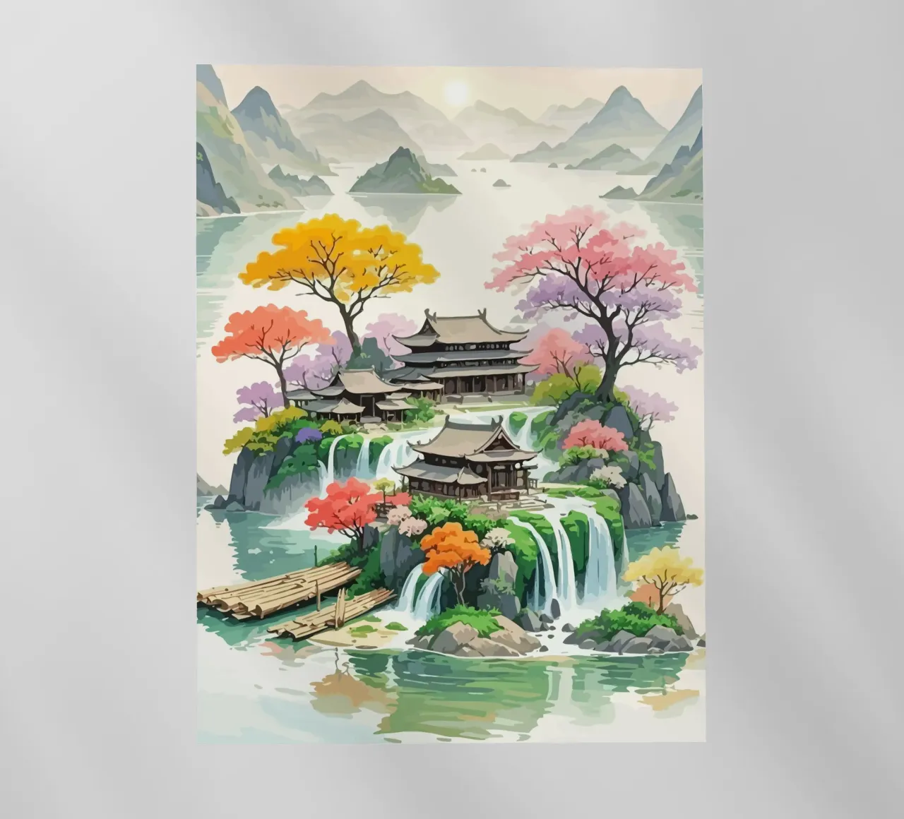 house in the middle of the island around the Japanese mounta pellicola backlit da Dumery Art