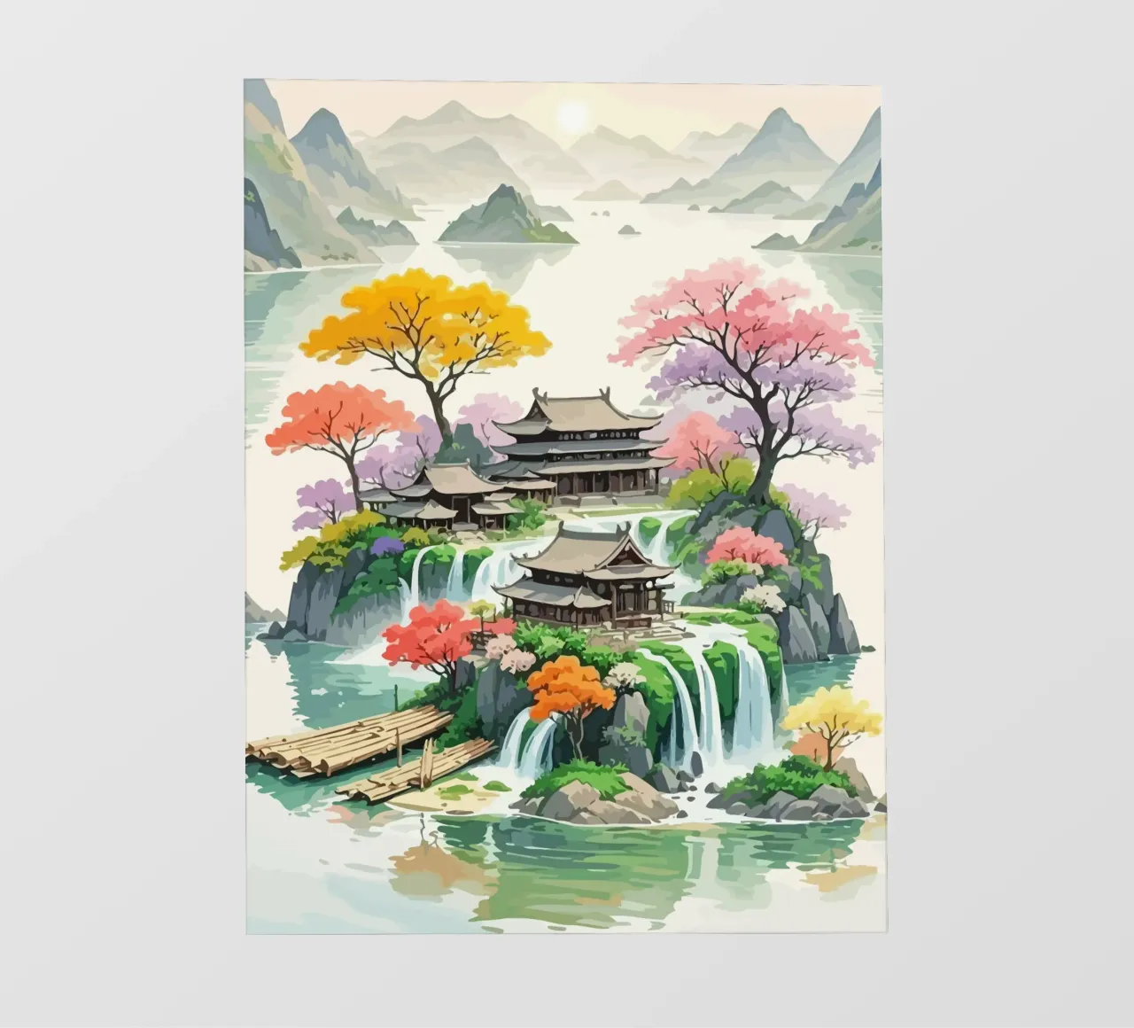 house in the middle of the island around the Japanese mounta pellicola backlit da Dumery Art