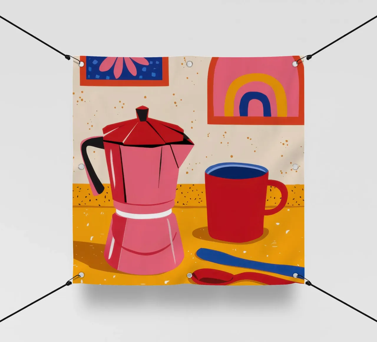 Rituale del caffè cremisi telo in pvc da Nova Glaze