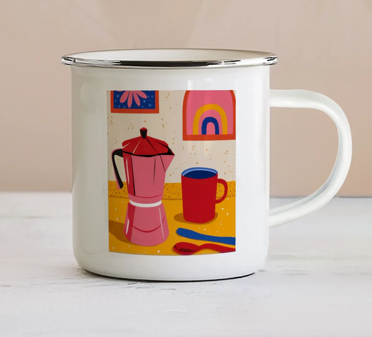 Rituale del caffè cremisi tazza in smalto da Nova Glaze