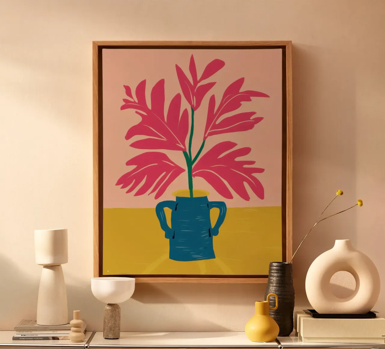 Fuchsia Flora Form canvas with Floater frame by Bara Suara