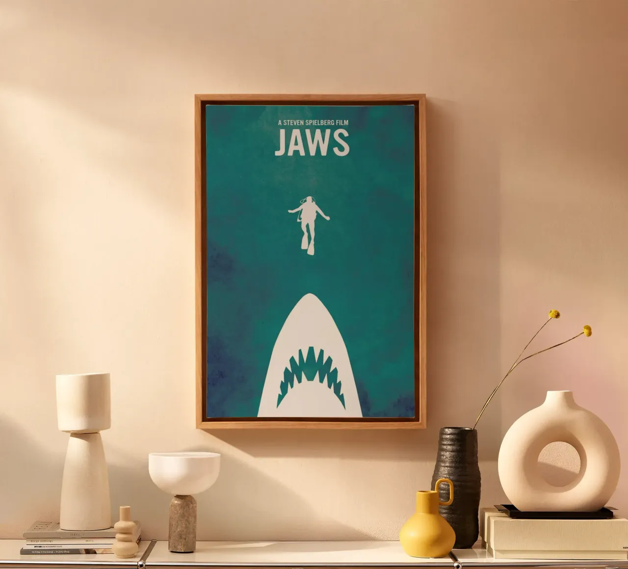 Jaws Inspired tela con Cornice a cassetta da Calm The Ham