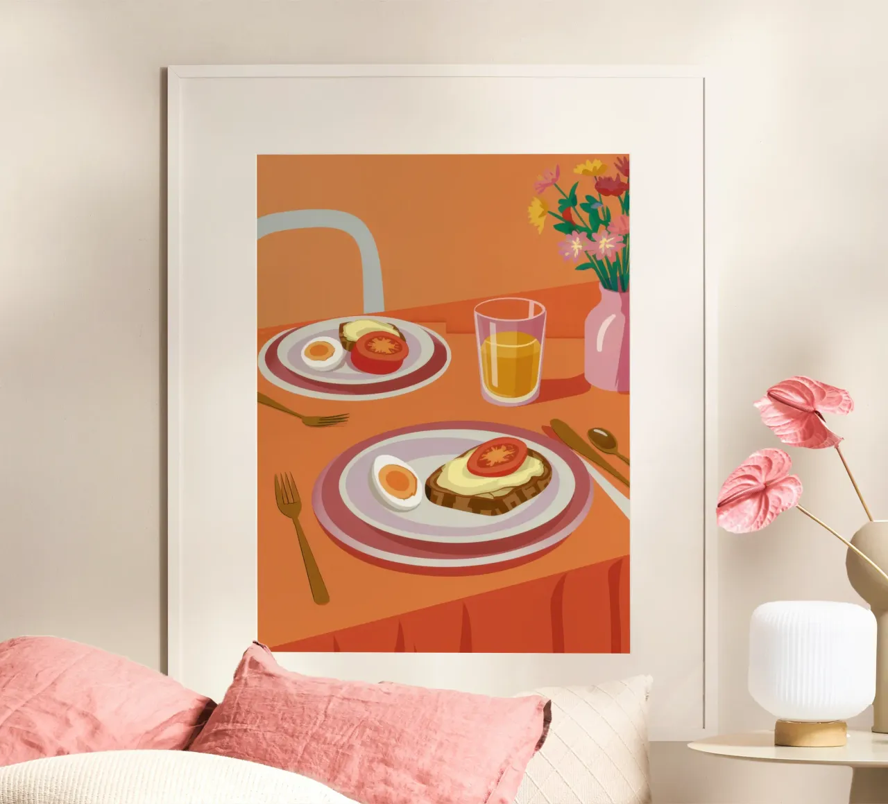 Mattinata di sole poster con telaio in alluminio da Bara Suara