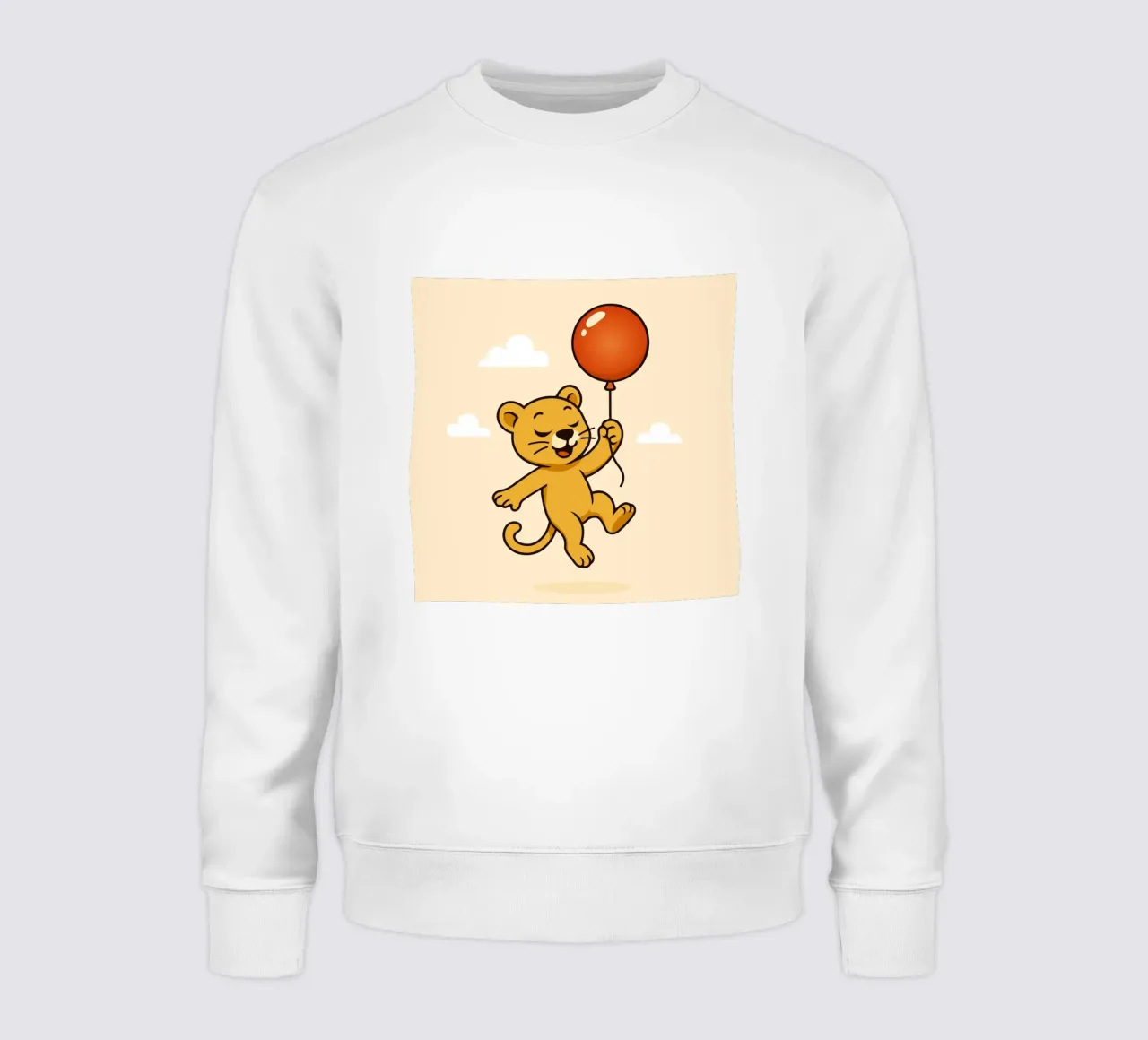 Un allegro leone con palloncino fluttua nell'aria felpa da namosh