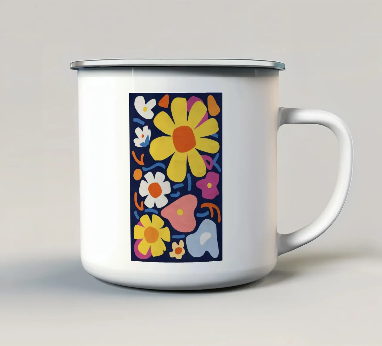 Medley di fiori retrò tazza in smalto da Bara Suara