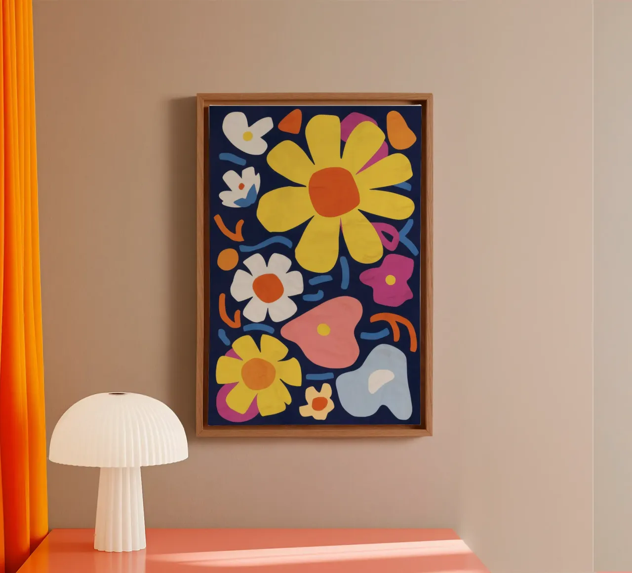 Medley di fiori retrò tela con Cornice a cassetta da Bara Suara