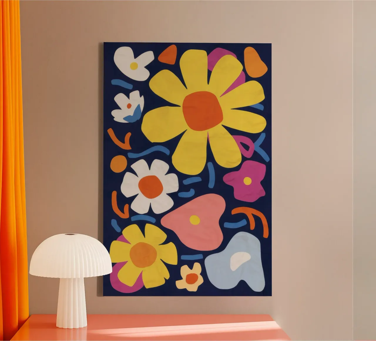 Medley di fiori retrò tela con Cornice a cassetta da Bara Suara