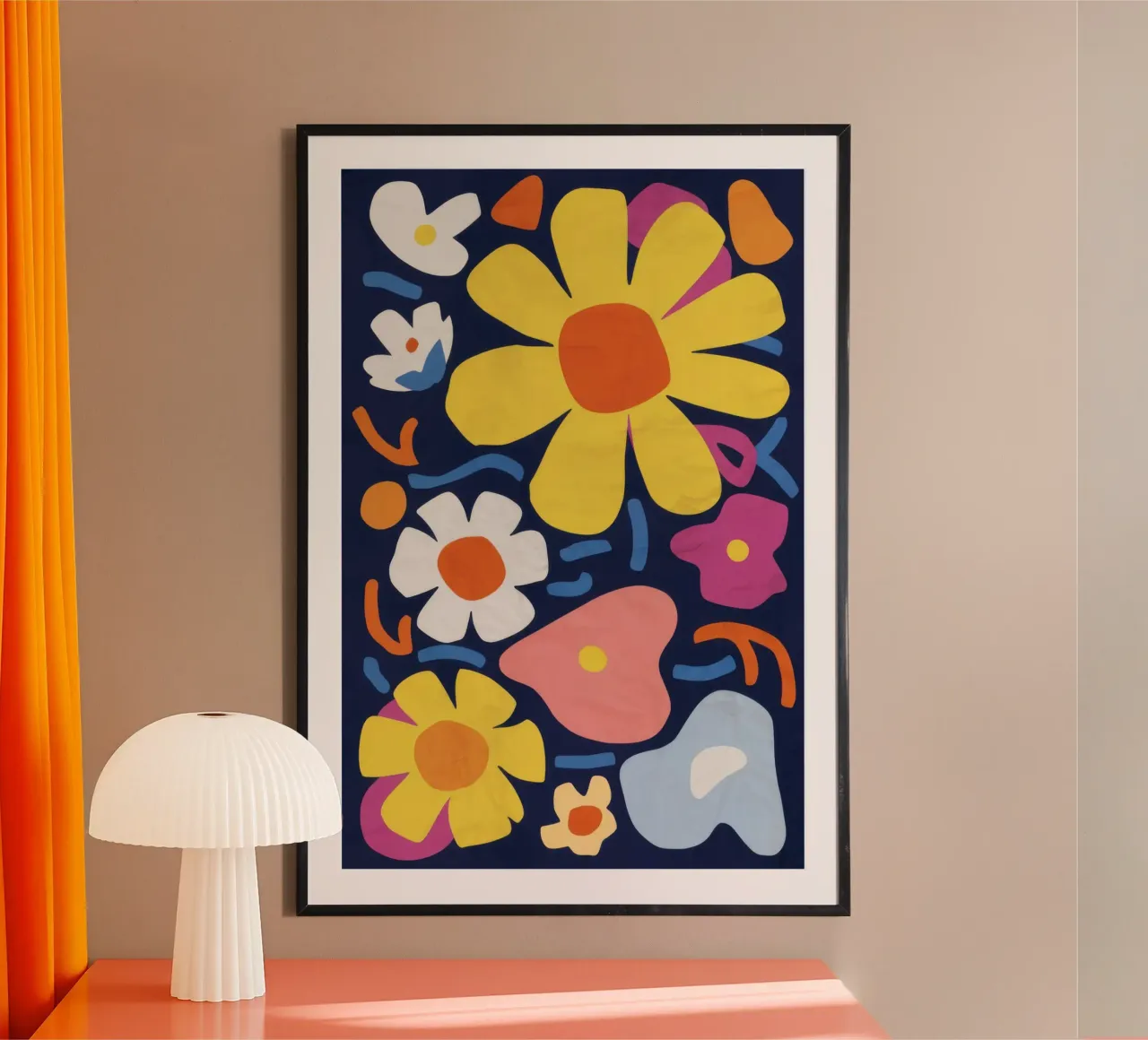 Medley di fiori retrò poster con telaio in alluminio da Bara Suara