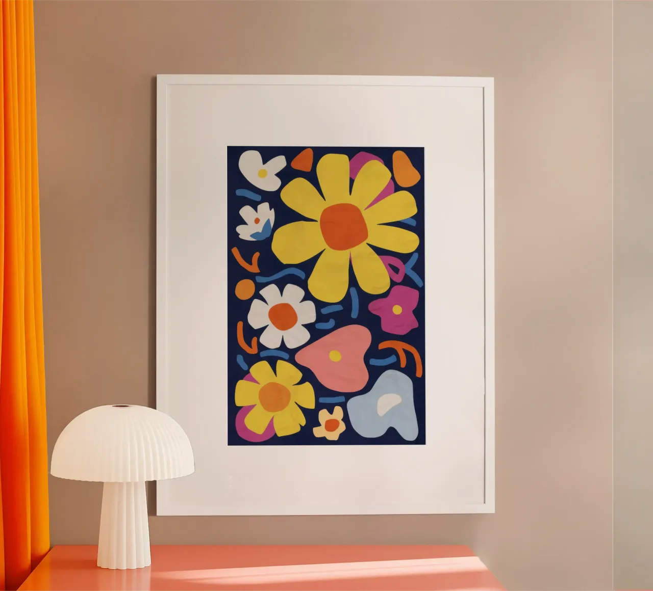 Medley di fiori retrò poster con telaio in alluminio da Bara Suara