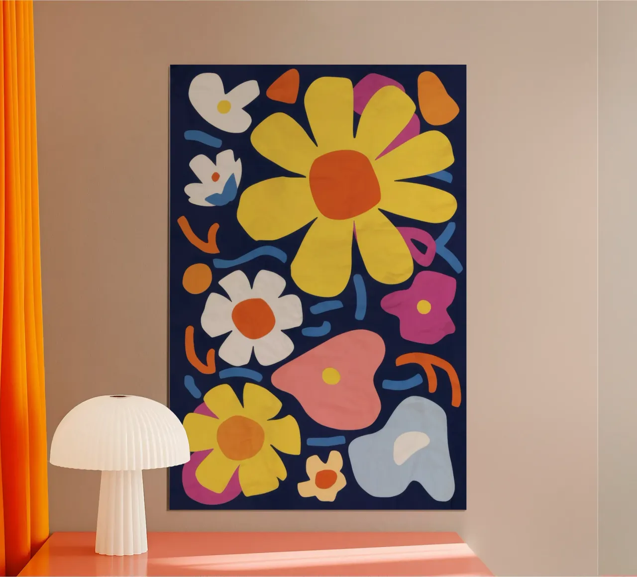 Medley di fiori retrò poster con telaio in alluminio da Bara Suara