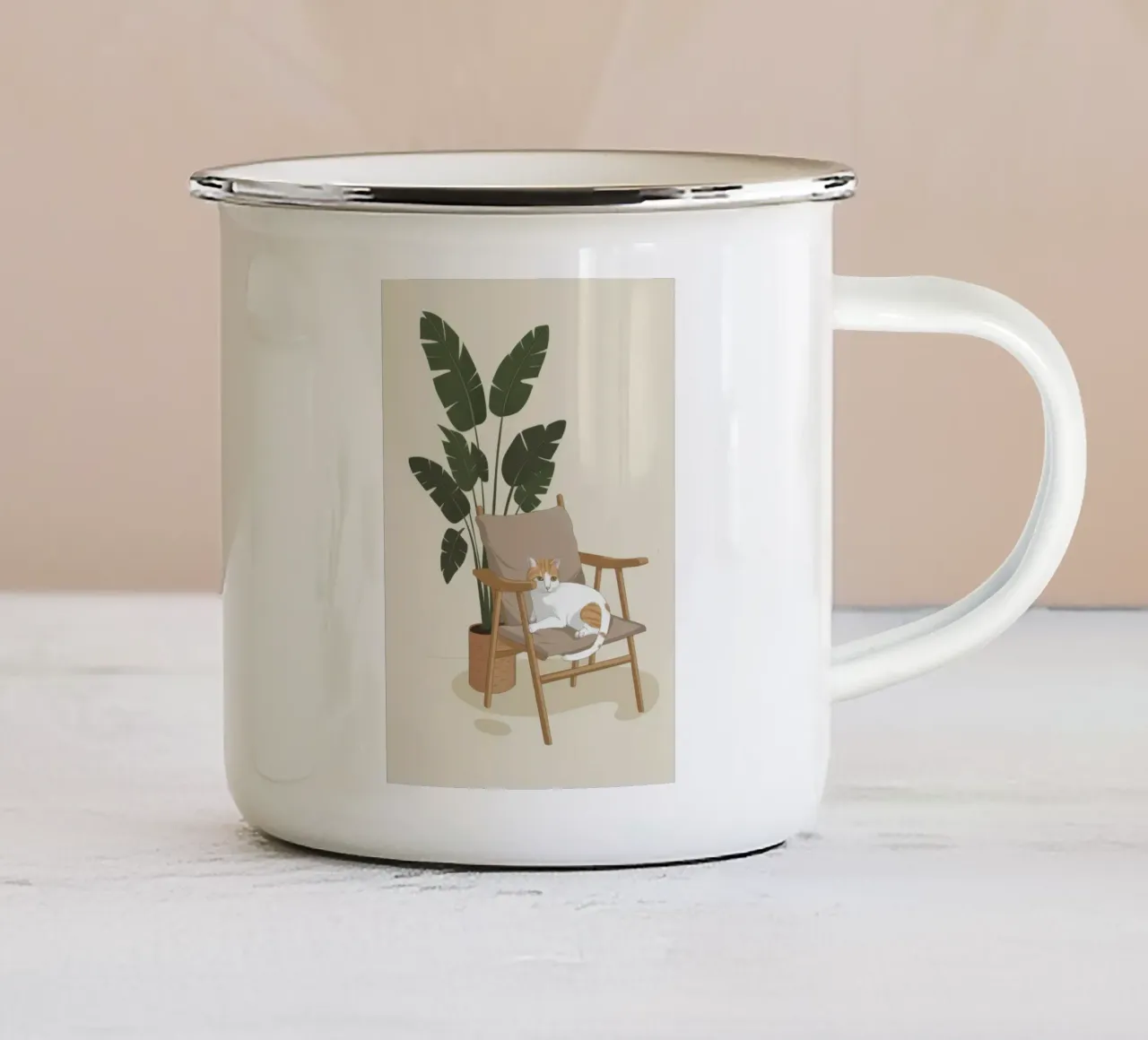 Sedia minimalista Oasis tazza in smalto da Snow Mist