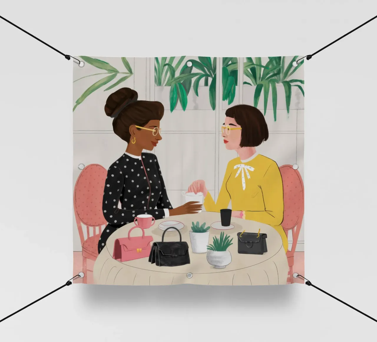 Conversazione in un caffè chic telo in pvc da Scaller Stars