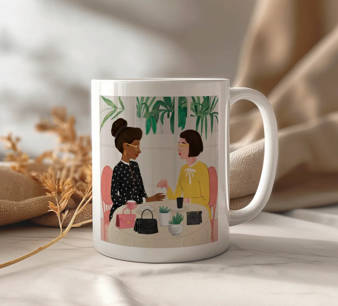 Conversazione in un caffè chic tazza in ceramica da Scaller Stars
