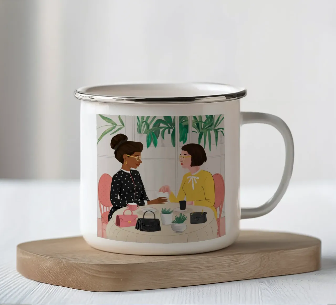 Conversazione in un caffè chic tazza in smalto da Scaller Stars