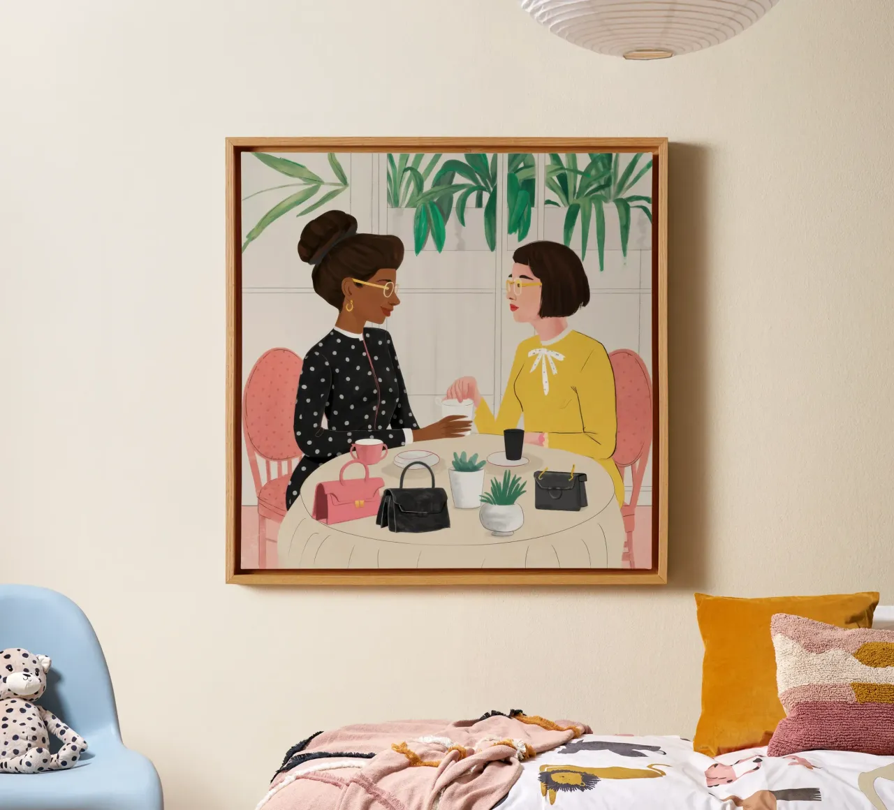 Conversazione in un caffè chic tela con Cornice a cassetta da Scaller Stars