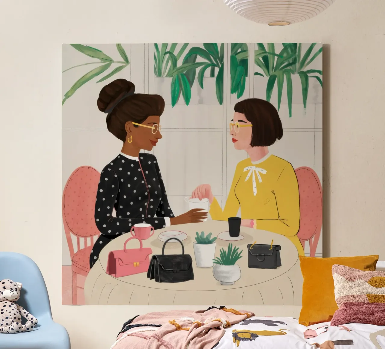 Conversazione in un caffè chic tela con Cornice a cassetta da Scaller Stars
